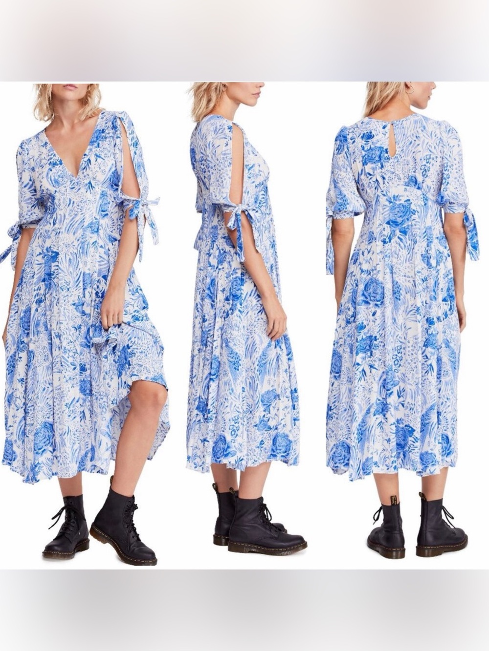 Free People Forever Always Midi Dress, Neutral Combo (modified)